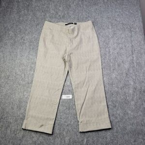 Insight Women Pants 14 Capri Cropped Stretchy Stripped Elastic Waist Pull On Tan